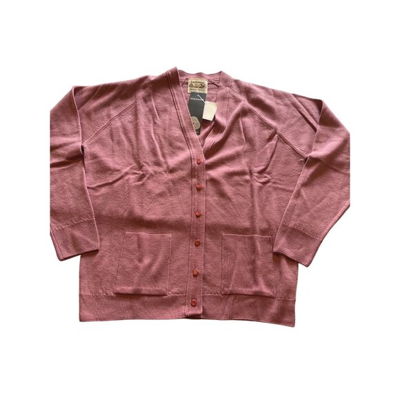 NWT-The Edinburgh Woollen Mill 100% lambswool Rose Pink Size L cardigan sweater - Picture 1 of 12